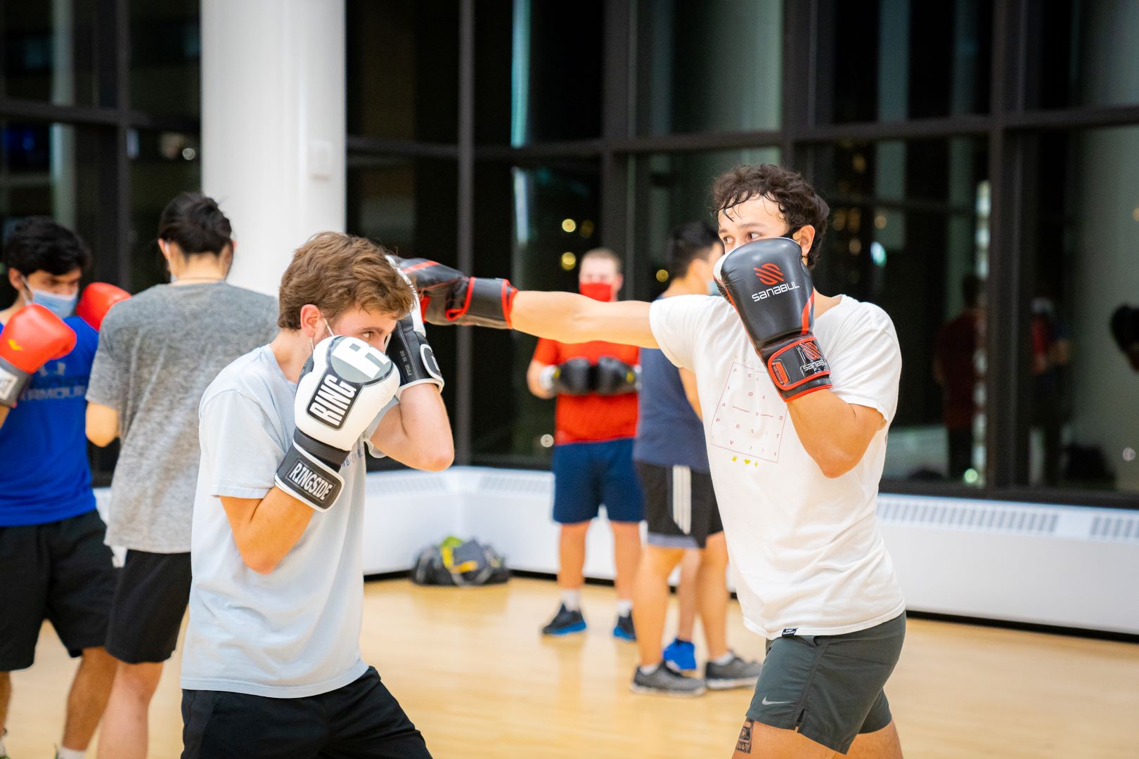 men's sabre flunges at opponent